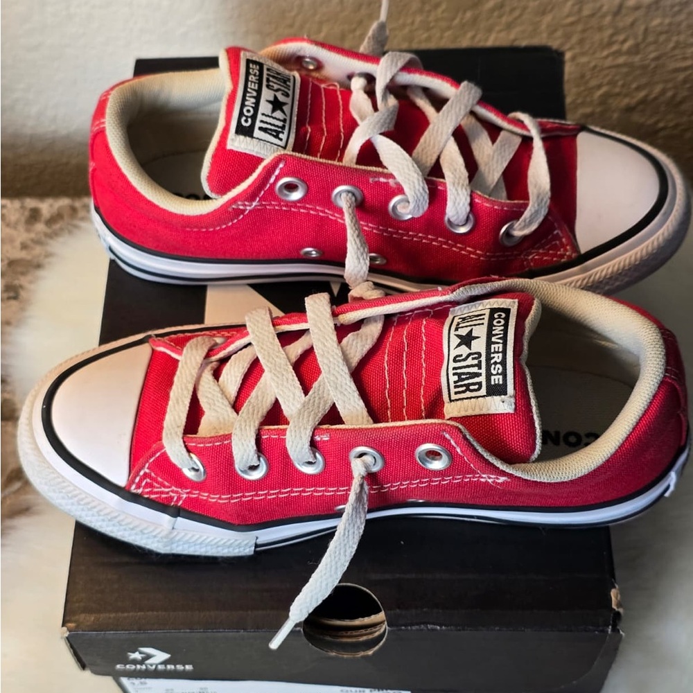 Converse All Star Street Slip On Unisex Kids Classic Red Sneakers - Picture 12 of 16